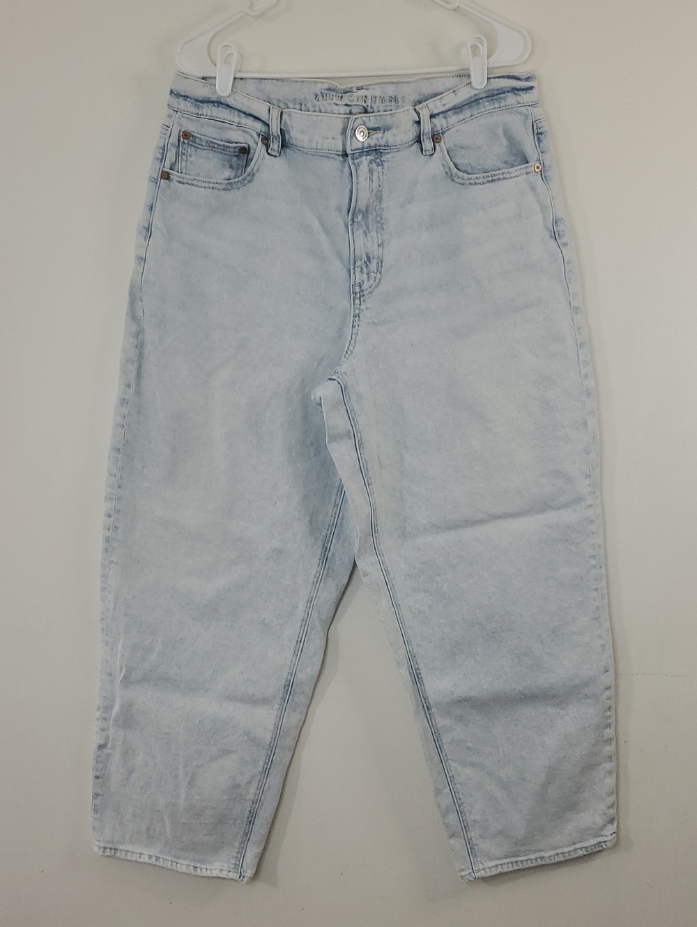 American Eagle Barrel Leg Stretch Light Wash Womens Jeans Size 14 Y2K 90s Acid